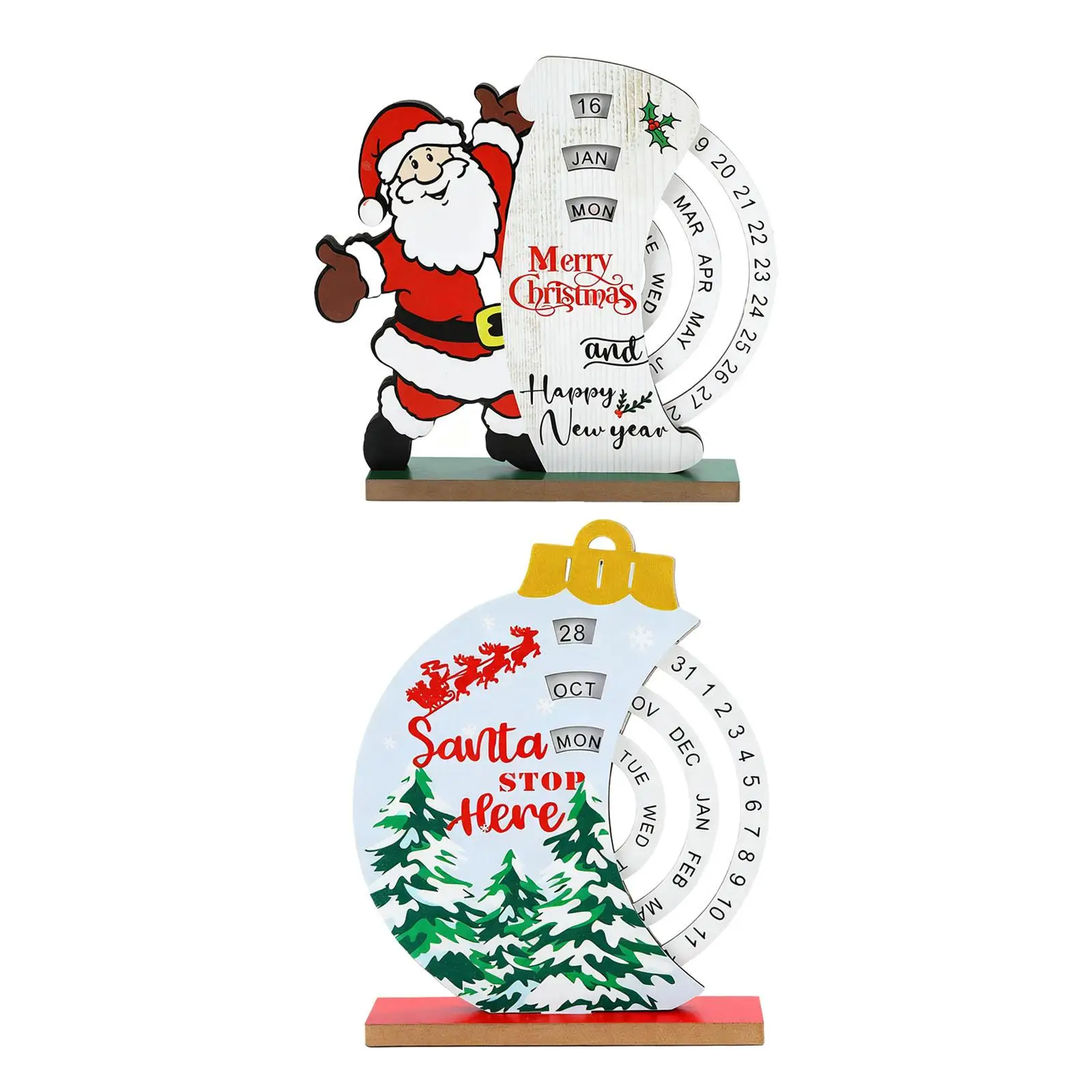 Calendario de cuenta regresiva de Navidad, fecha, mes, mesa de día laborable, decoración navideña, calendario de Adviento Manual para dormitorio y oficina - imagen 2