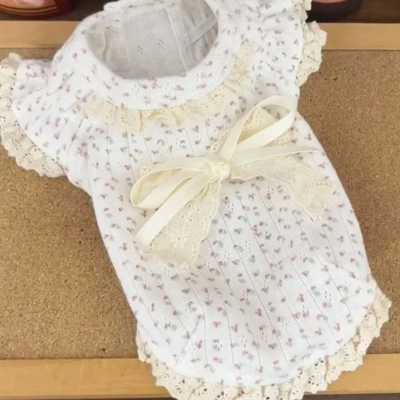 Chaleco de encaje Floral para mascotas Ins, ropa de primavera y verano para gatos, ropa de verano para perros pequeños con leche, ropa para cachorros, chaleco para perros, camisa para perros - imagen 3