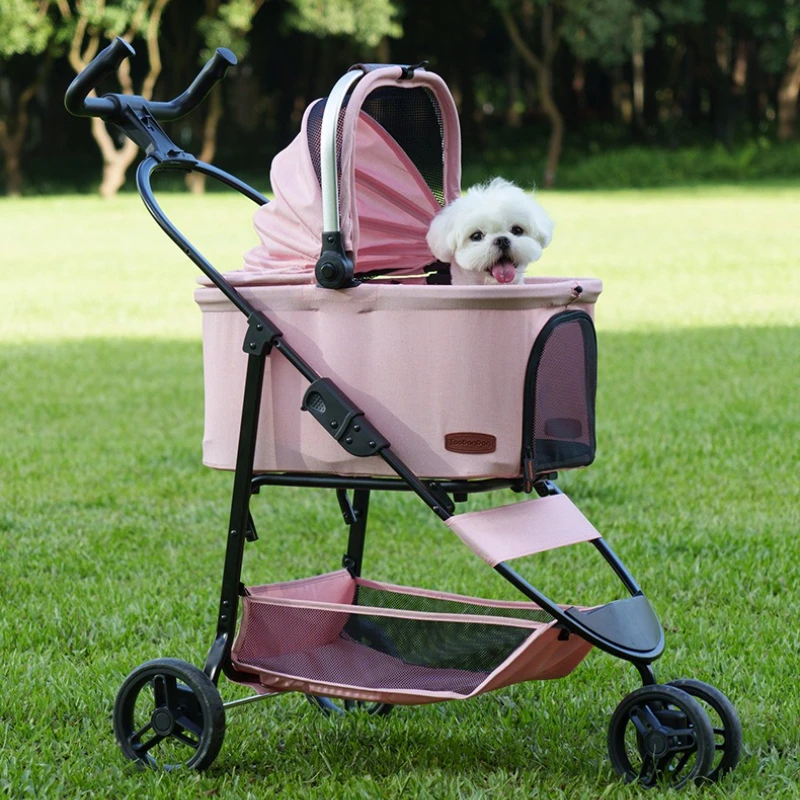 Carro para mascotas, ligero, plegable, para salir, andador separado para perros, gatos, cochecitos para perros pequeños y medianos - imagen 5