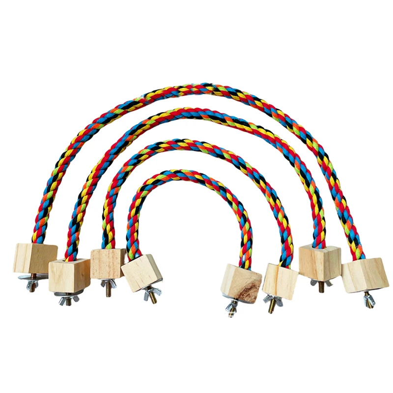 Juguetes para morder pájaros y mascotas, juguetes de cuerda de algodón de Color loro, juguetes elásticos para escalar loros, arnés de columpio para pájaros resistente, jaula, soporte para columpio de juguete para mascotas - imagen 4
