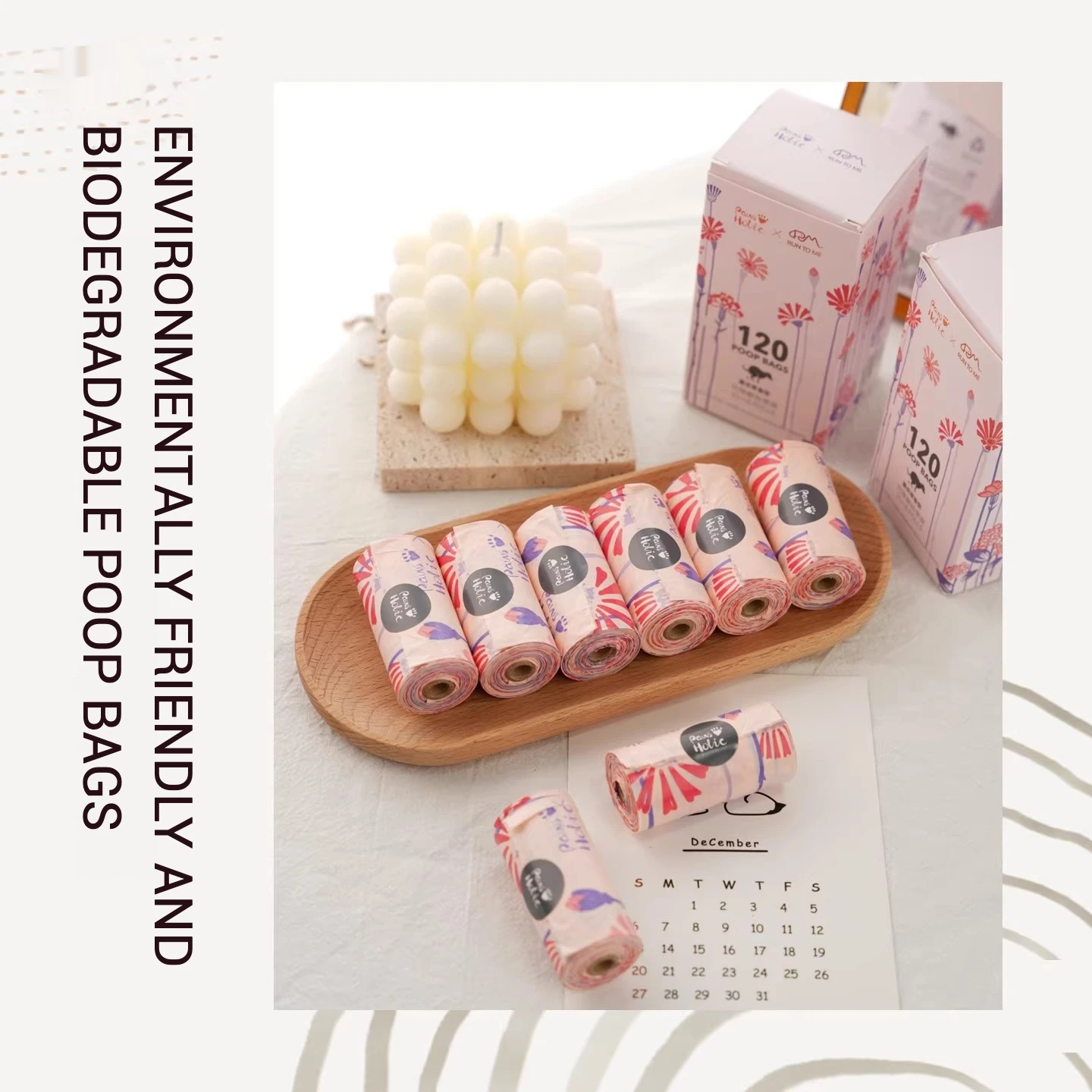 Bolsa para excrementos de perro, gruesa, degradable, respetuosa con el medio ambiente, portátil para exteriores, dispensador de bolsas de basura - imagen 2