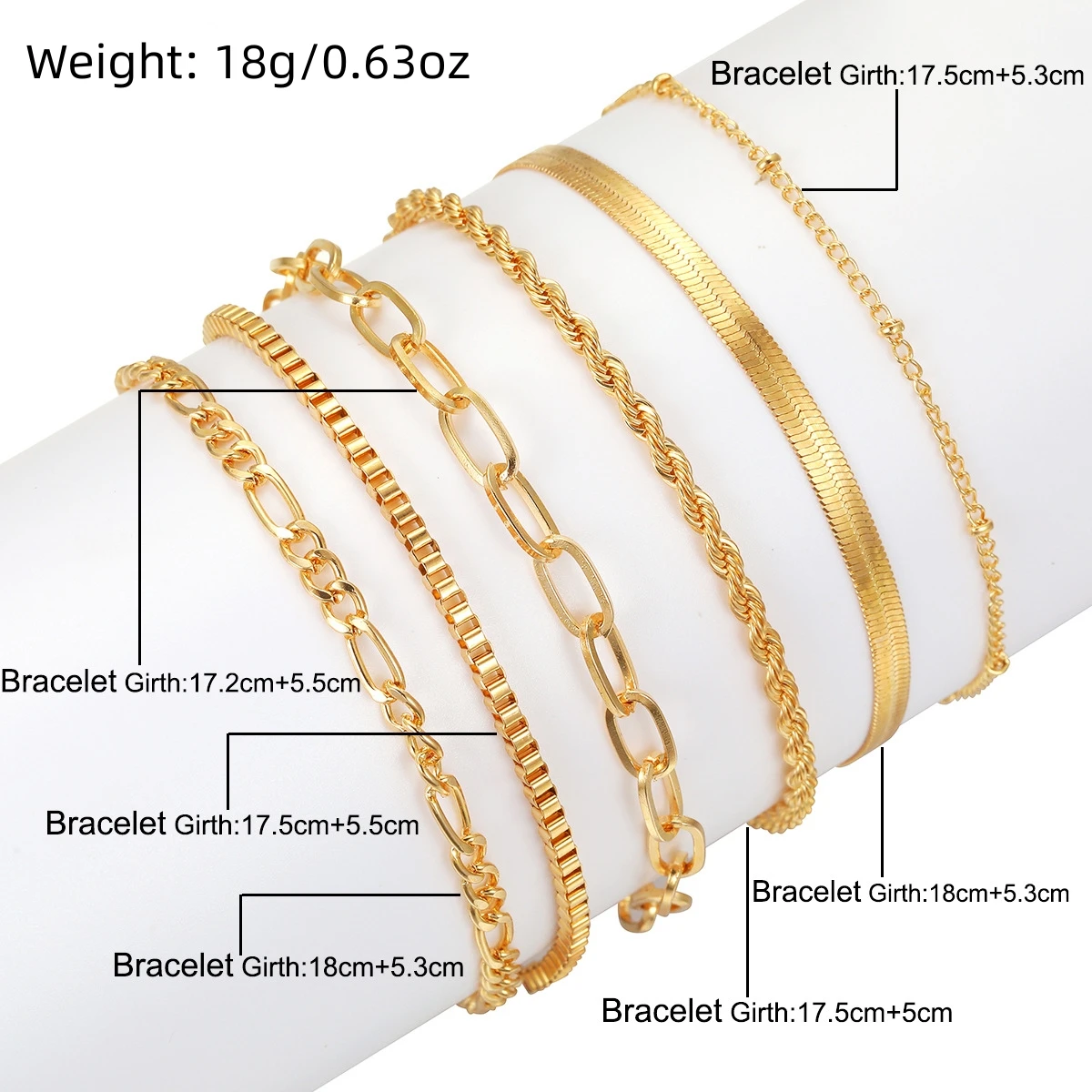 Conjunto de pulsera elegante: apilable de 6 piezas - imagen 2