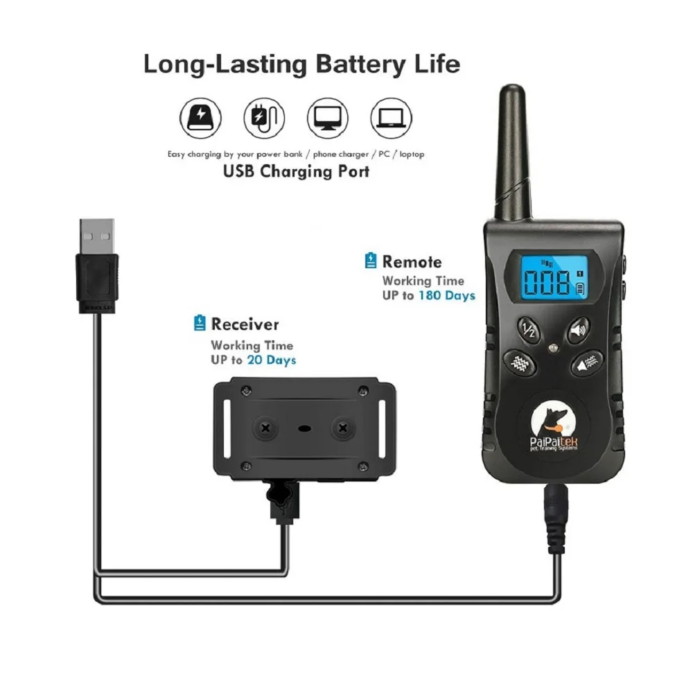 PaiPaitek Collar de adiestramiento para perros sin choque con control remoto, alcance de 1600 pies, collar vibratorio más ligero para perros pequeños, resistente al agua de 5-15 libras - imagen 4