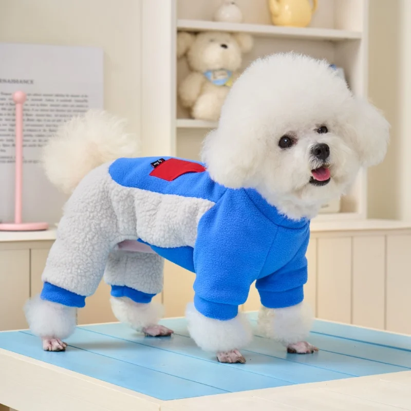 Monos lisos a la moda para perros, ropa cálida de invierno para perros, monos suaves de felpa para cachorros, pijamas bonitos para gatos, peleles para mascotas, disfraz de Chihuahua - imagen 2