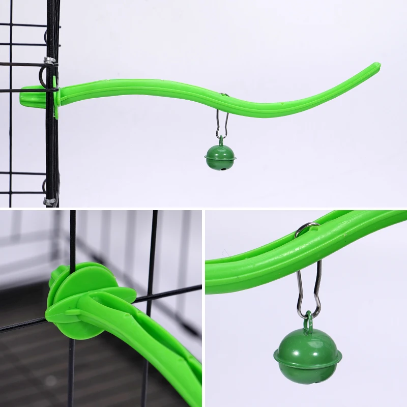 Con campana, juguete para loros decorado, jaula para pájaros, decoración, anillo de plástico colorido para pájaros, anillo de cadena, gancho redondo, columpio, jaula de escalada, juguete - imagen 5
