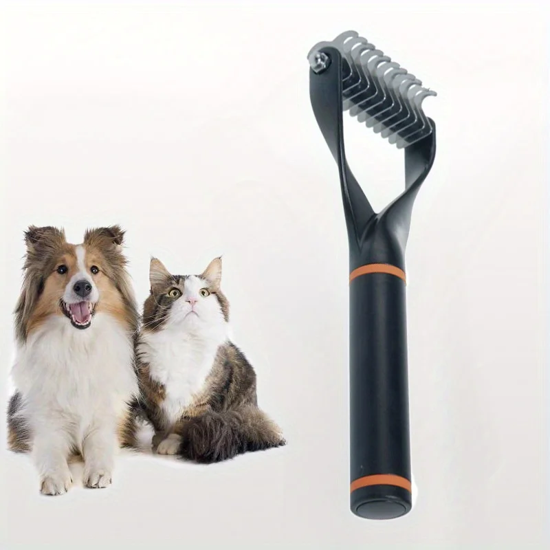 Peine de depilación de doble cara para mascotas, suministros de Material ABS, 1 unidad - imagen 4