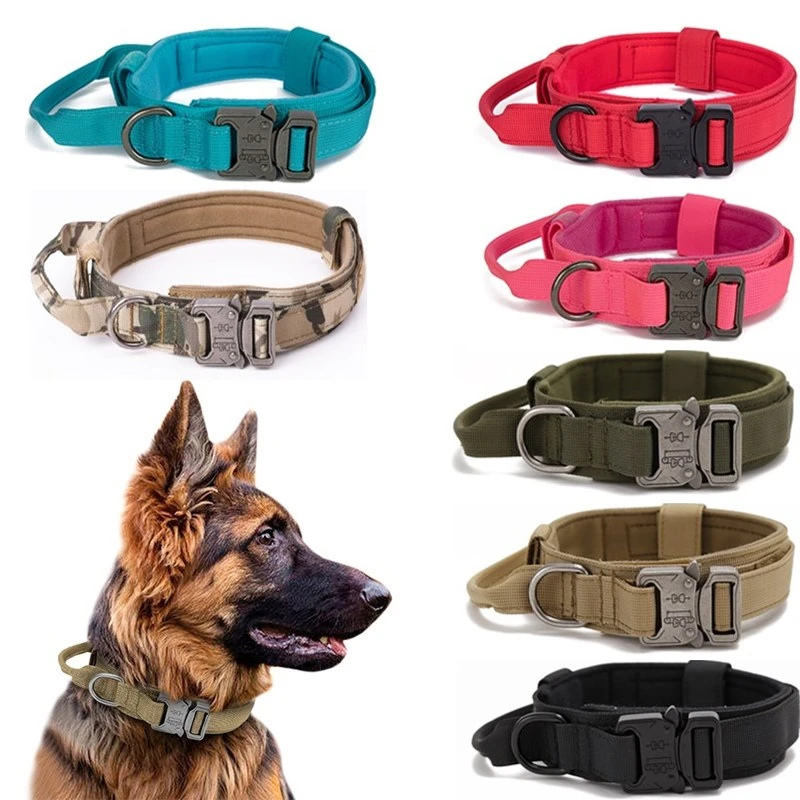 Collar táctico para perro, conjunto de correa, Collar militar para mascotas, accesorios de entrenamiento para perros medianos y grandes, tamaño ajustable extraíble - imagen 2