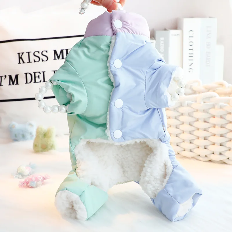 Ropa Inter para perros, abrigo grueso y cálido de algodón de cuatro patas, ropa colorida y bonita para cachorros, traje resistente al viento para perros pequeños/medianos - imagen 4