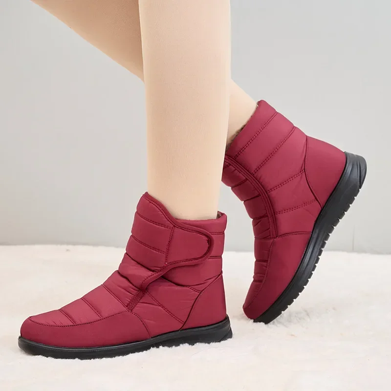 Botas de nieve impermeables para Mujer, zapatos con plataforma y cuña, botines cómodos de felpa gruesa y cálida, calzado de invierno - imagen 3