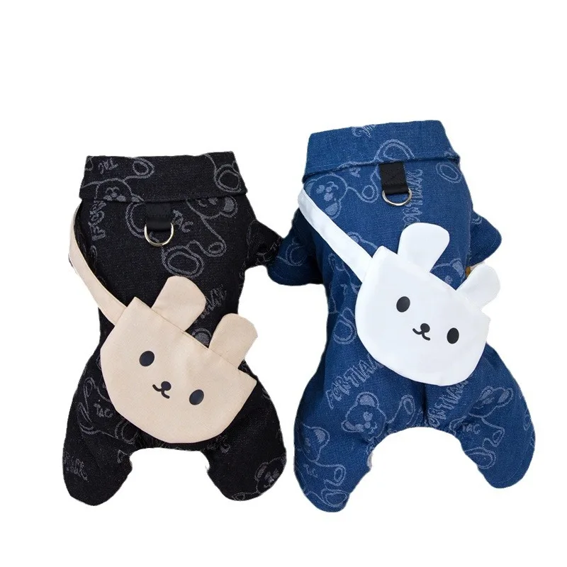 Abrigo de algodón de cuatro patas para perro, mochila de oso de peluche, ropa para mascotas, Mono para perros pequeños y gatos, Otoño e Invierno - imagen 5