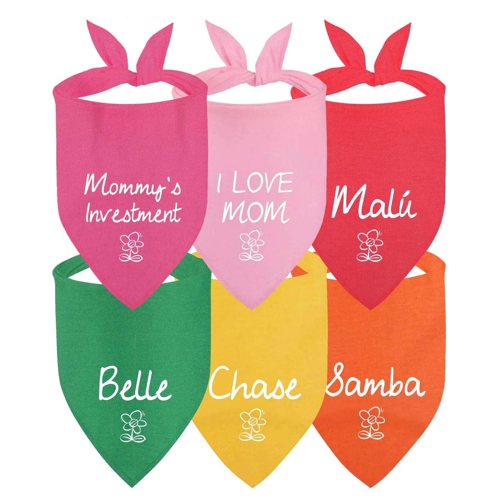 Lindo patrón de flores Bandana personalizada para perro Collar Triangular para mascotas bufanda personalizada babero para accesorios para cachorros y gatos - imagen 5