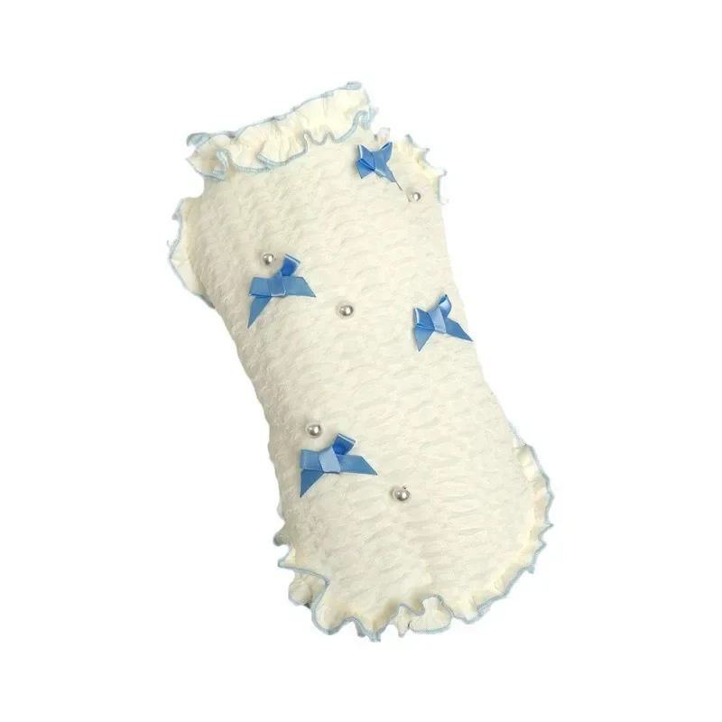 Falda con lazo para cachorro de primavera, camisa con parte inferior con lazo para mascota, Sudadera con capucha para perro, Teddy Schnauzer, corazón en la espalda, vestido de otoño para perro pequeño y gato, ropa fina para cachorro - imagen 5