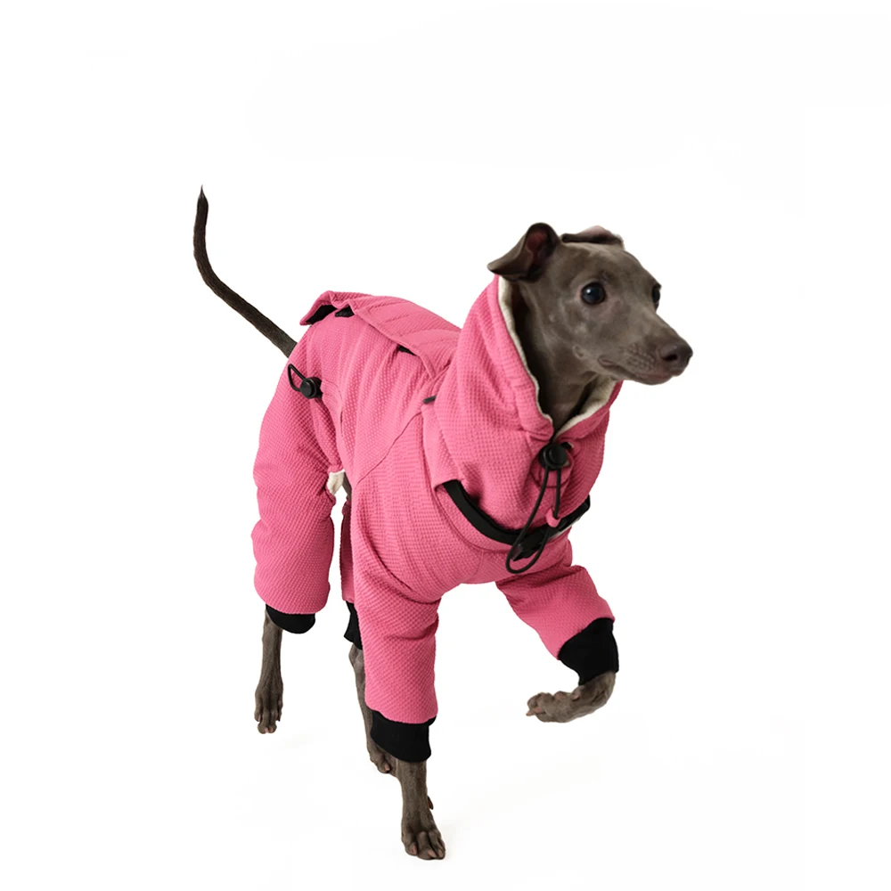 Chaqueta gris cálida de 4 patas de alta costura para galgo italiano, tela de alta calidad, ropa Whippet a prueba de viento y lluvia - imagen 4