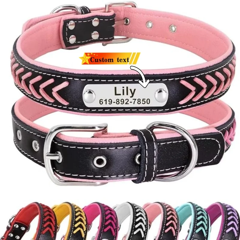 Collar de perro personalizado, Collar con etiqueta de perro grabado, Collar con placa con nombre para cachorro y gato, ajustable para perros pequeños, medianos y grandes, Pug - imagen 2