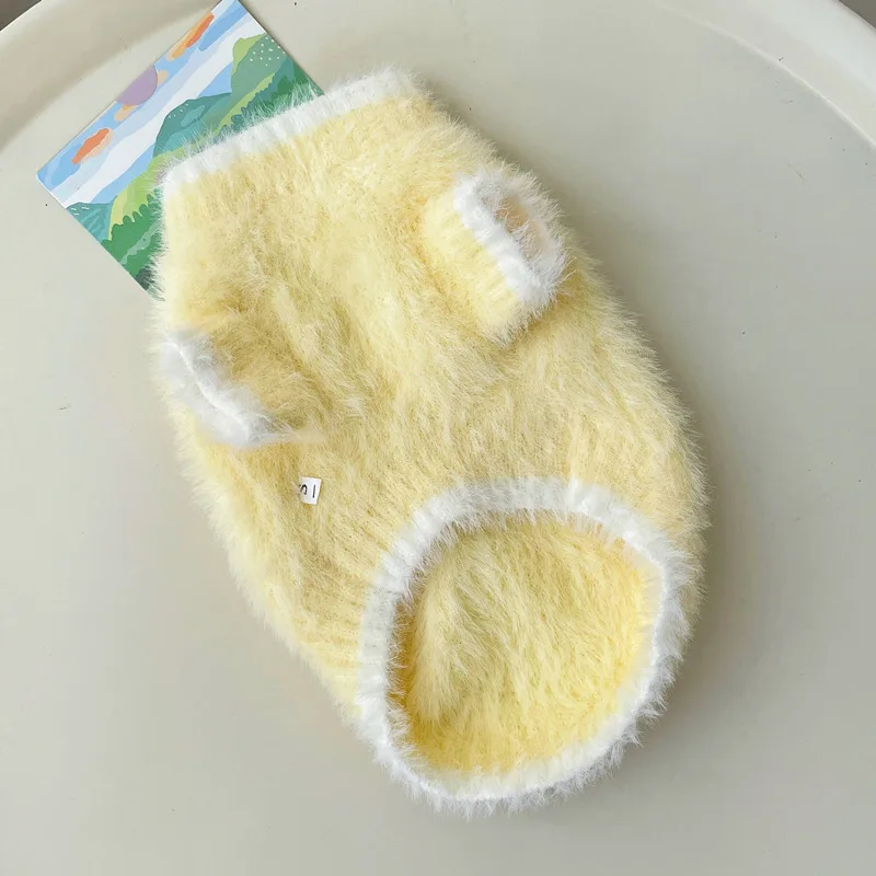 Suéter de felpa de Color sólido para mascotas, ropa para perros pequeños, abrigo Base para perros de otoño e invierno, ropa para cachorros, ropa para perros pequeños - imagen 4