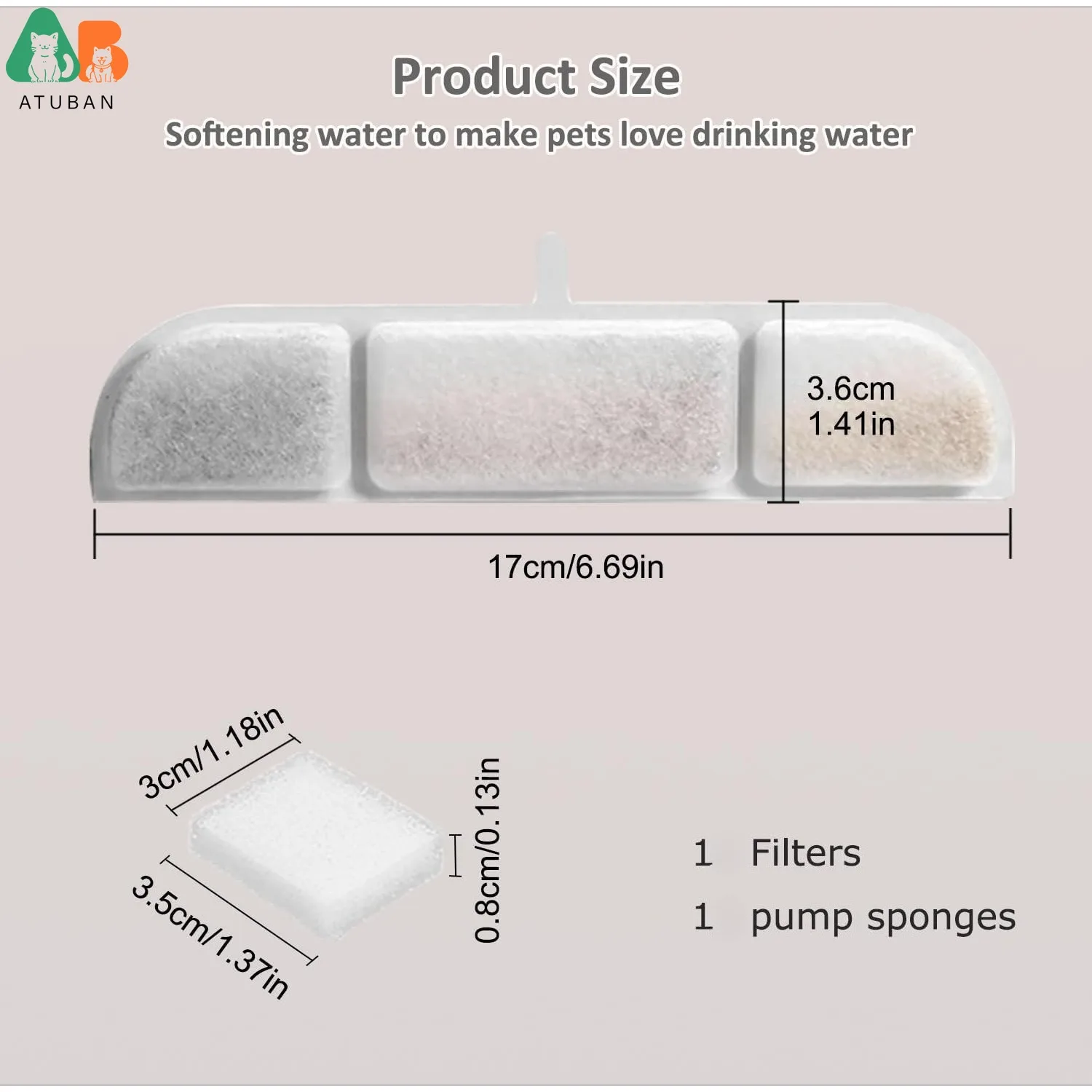 Filtros de repuesto compatibles con fuente de agua para mascotas Fursink, repuesto de filtro para fuente de agua para gatos Downy Paws de 84 oz/2,5 L - imagen 2