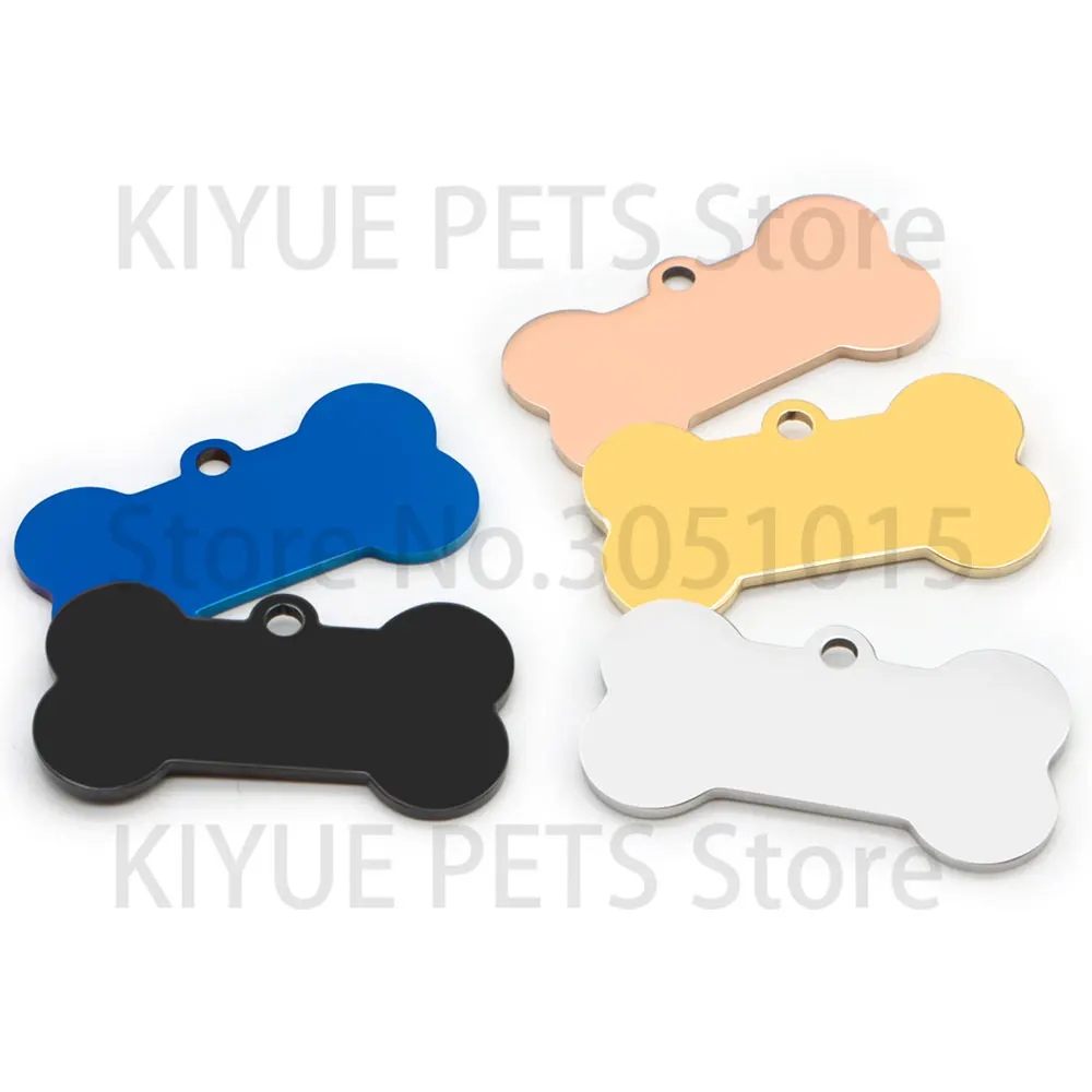 Venta al por mayor, 100 Uds., llavero con etiqueta de Metal de acero inoxidable, colgante decorativo de hueso multicolor a la moda, accesorios para collar de gato - imagen 4