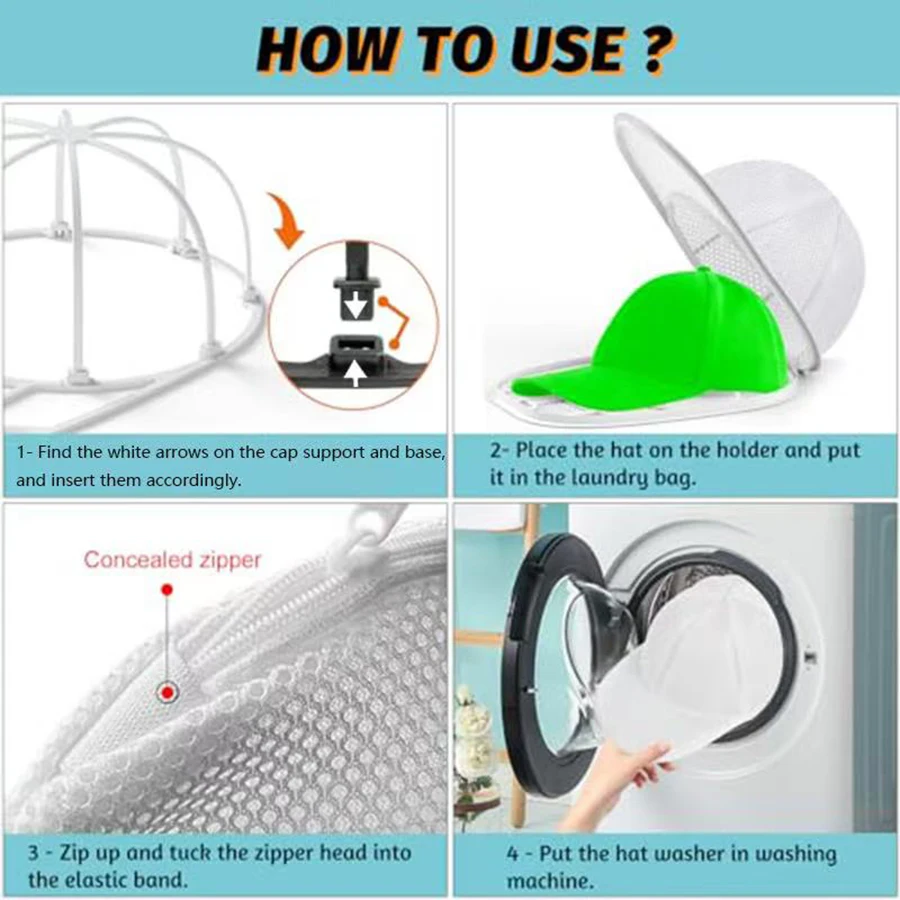 2 unids/set soporte de lavado de sombreros desmontable, artículos para el hogar, bolsa de lavado de sombreros, sombrero antideformación, soporte protector resistente - imagen 4