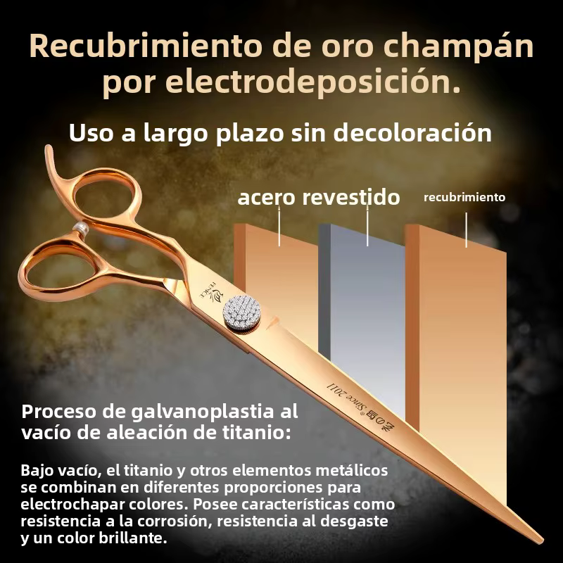 Tijeras de peluquería canina para perros - rectas curvas y entresacar - imagen 5