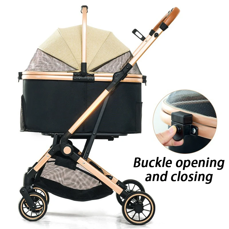 Cochecito para perros pequeños y gatos – Carrito plegable con cesta desmontable - imagen 4