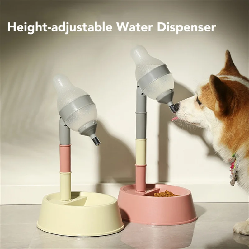 OUZEY-dispensador de agua para mascotas, fuente de agua colgante para gatos de altura ajustable, cuenco de agua de cerámica de doble capa para perros y gatos, bebedero para mascotas - imagen 2