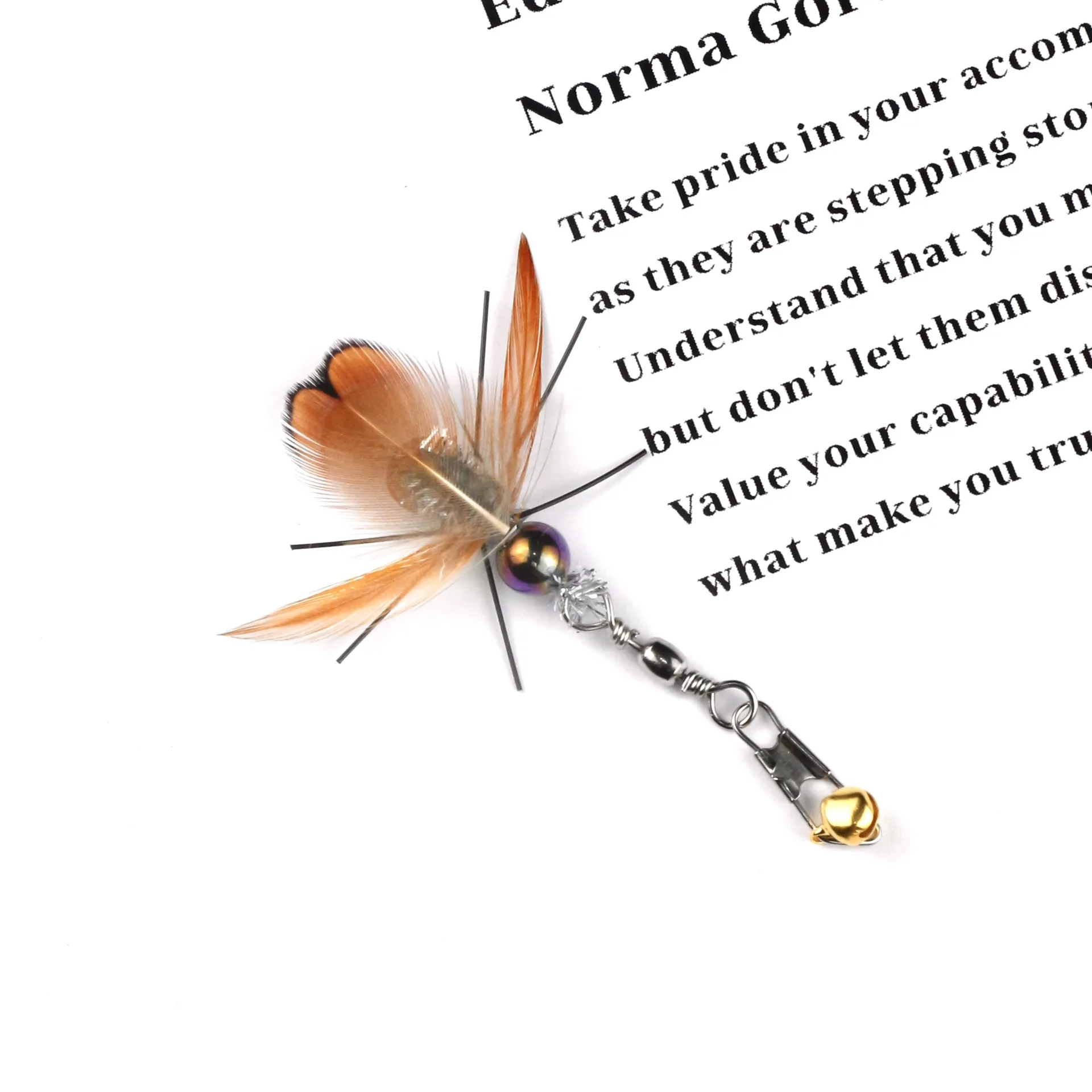 Varita de juguete para mascotas, accesorios de palo de teaser para gatos, insectos artificiales, cabezal de repuesto de pluma marrón, 3 uds./4 Uds. - imagen 5