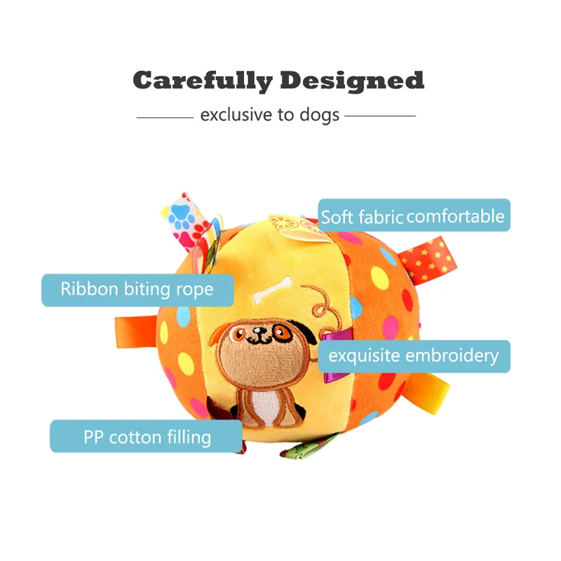 Pelota de juguete Vocal para perro de peluche, divertidos juguetes interactivos para mascotas con campanas, juguete para masticar dientes para perros pequeños y grandes, gatos, juguete para cachorros - imagen 5