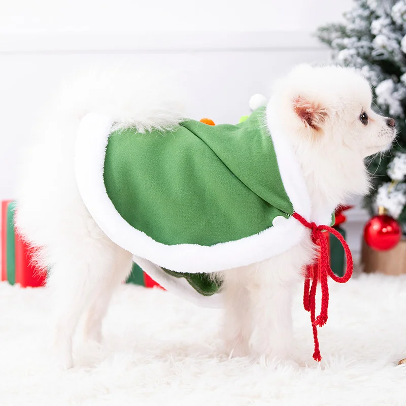 Ropa navideña para mascotas, 1 unidad, para Corgis pequeños y medianos y Bulldog Francés, capa para perro con árbol de Navidad, capa y ropa cálida para mascotas