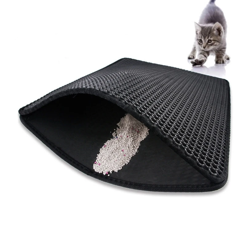 Estera de arena con filtro de lavabo de arena para gatos eva de doble capa, suministros para mascotas, estera para rascar gatos, lavabo de arena antideslizante impermeable - imagen 3