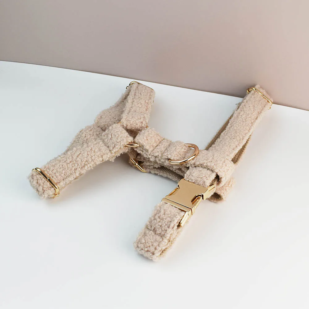 Juego de Collar y correa para perro de terciopelo Teddy para perros, placa con nombre grabada personalizada, suministros para mascotas, correa para perro Teddy06 - imagen 3