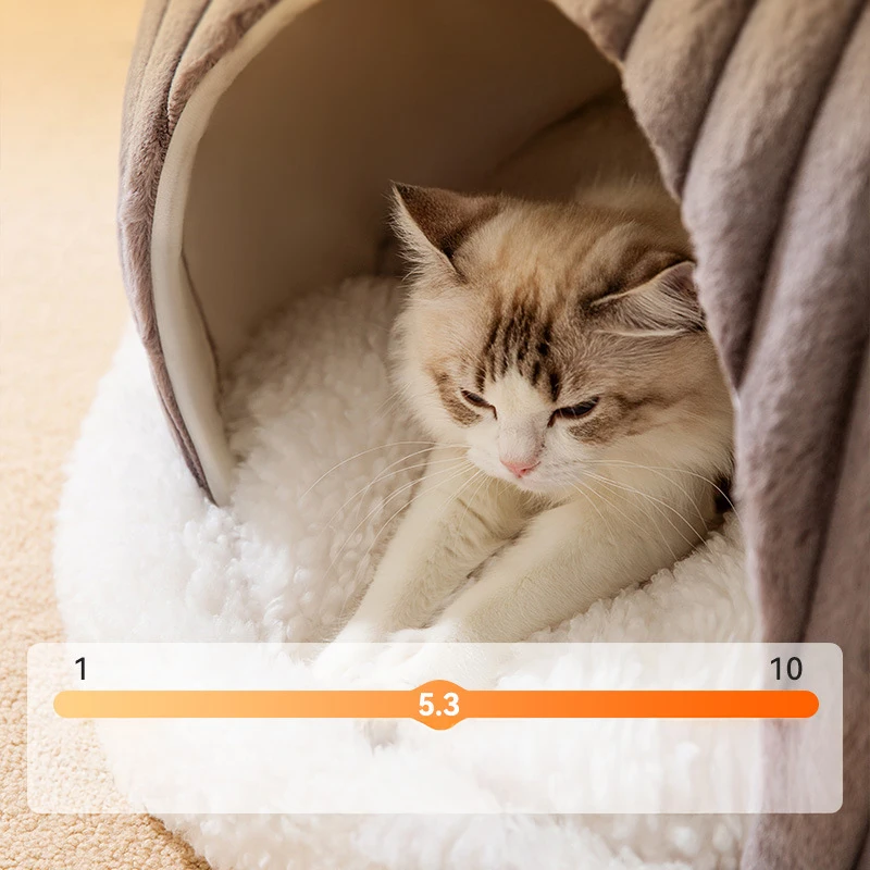 Nido cálido para gatos de invierno, cama suave de felpa para gatos, cama para dormir acogedora y cerrada para cachorros y gatos, cómoda casa para gatos cueva y gatitos - imagen 2