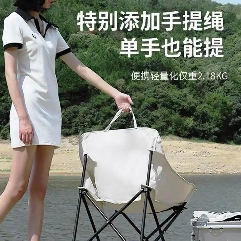 Silla de camping plegable tipo luna ligera con respaldo para exterior - imagen 5