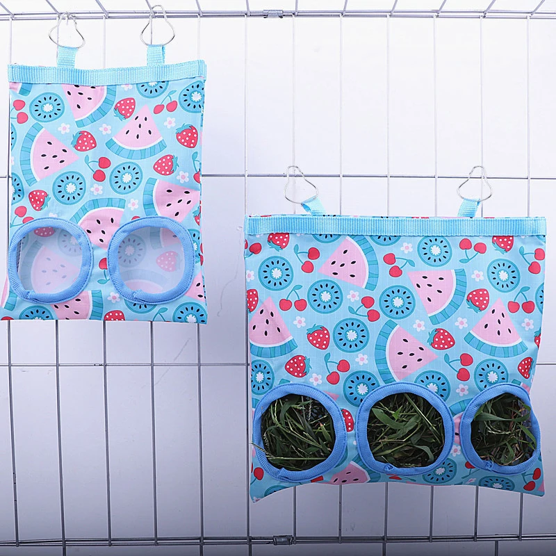 Bolsa de heno, bolsa colgante, soporte para alimentador, contenedor dispensador de alimentación para conejo, conejillo de indias, animales pequeños, accesorios para jaula de conejitos - imagen 4
