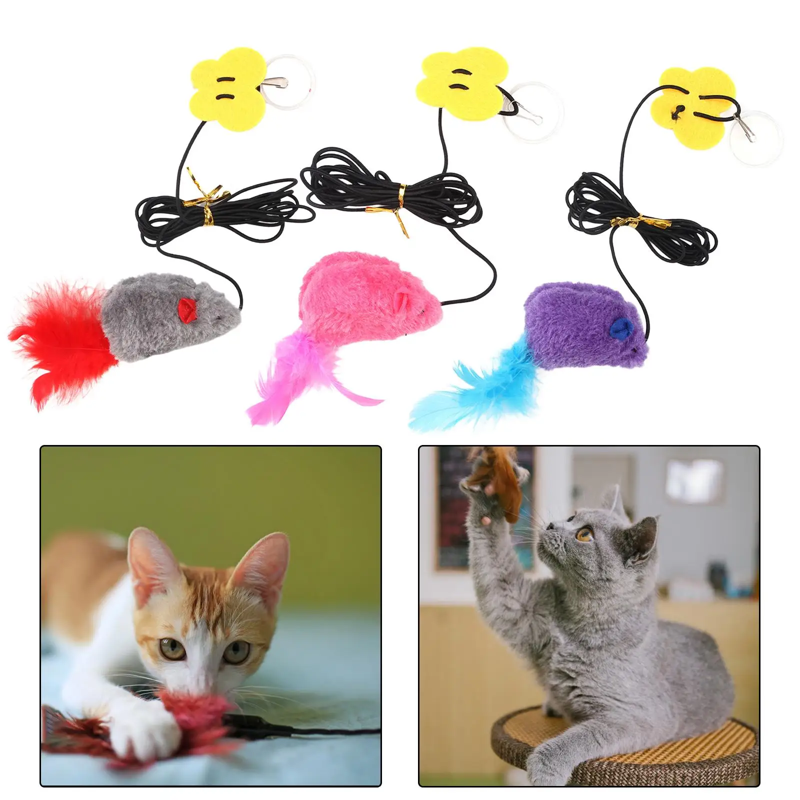 Door Hanging Mouse Cat Toy Teaser Toys Interactive Toy for Kitty Play