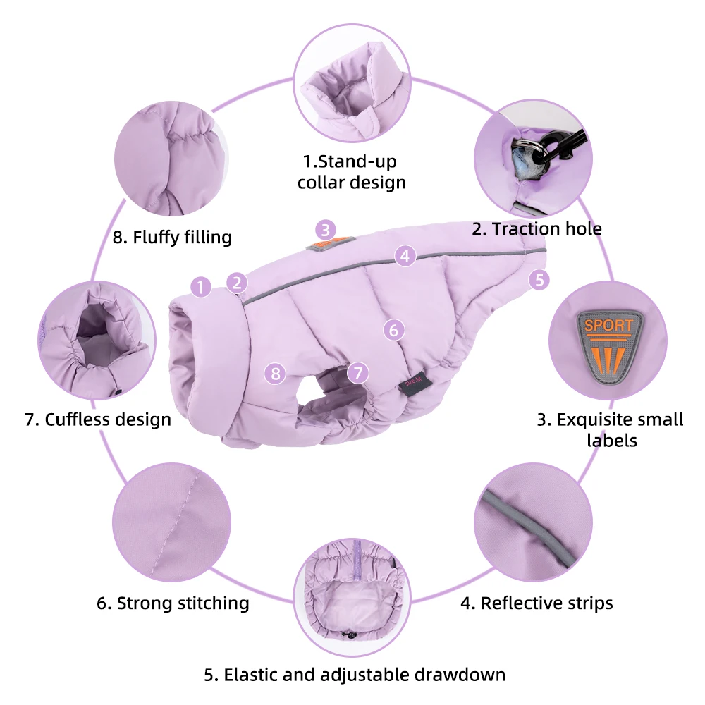 Abrigo de invierno para perros, ropa cálida a prueba de viento para cachorros, chaleco para perros pequeños fácil de usar para peluche, caniche, Chihuahua, moda de estilo coreano - imagen 5