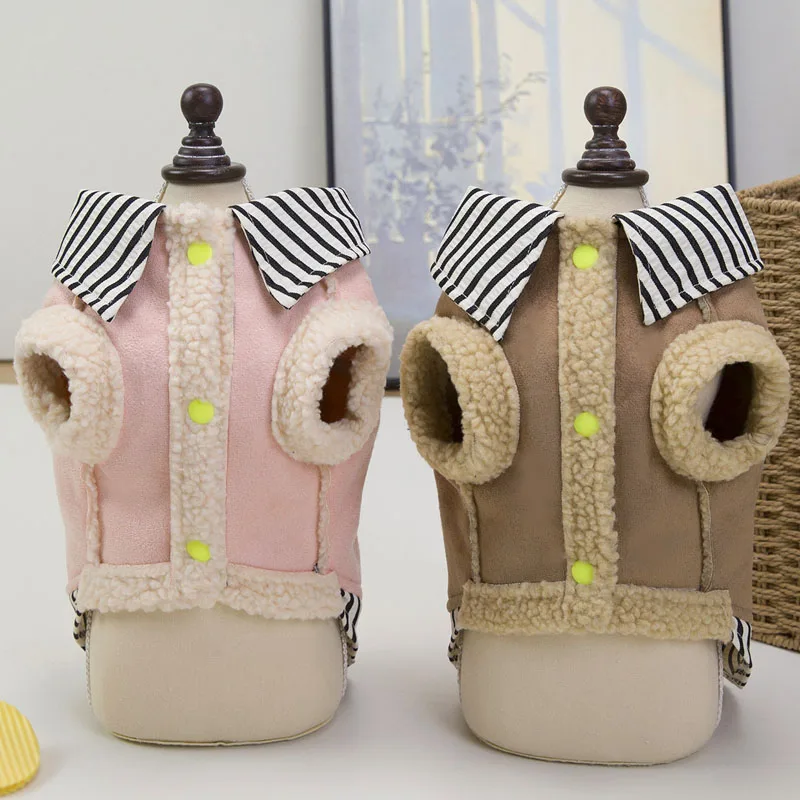 Ropa para perros rosa y marrón, abrigo cálido de invierno, chaqueta para perros pequeños, ropa de bolsillo para perros salchicha, chaquetas para cachorros, ropa para perros XXL - imagen 2