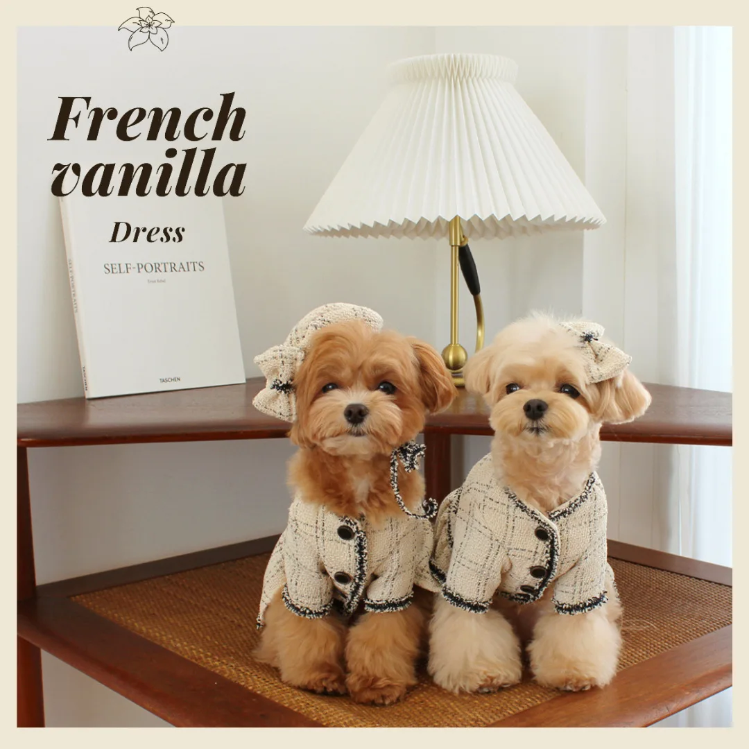 Vestido de princesa francesa de alce INS para invierno, ropa maltesa para mascotas, gato, perro, pinza para el pelo gratis, negro, blanco, diseño de moda de lujo, ropa para perros - imagen 5