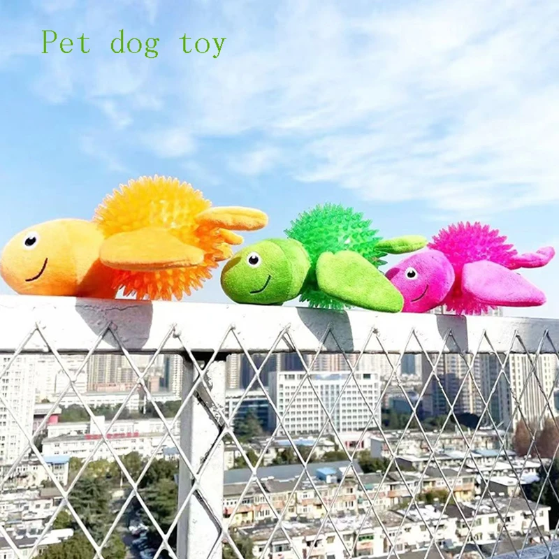 Juguete de bola de pinchazo de tortuga con sonido, resistente a las mordeduras y rechinar dientes para aliviar el aburrimiento, perros de acompañamiento de todas las edades