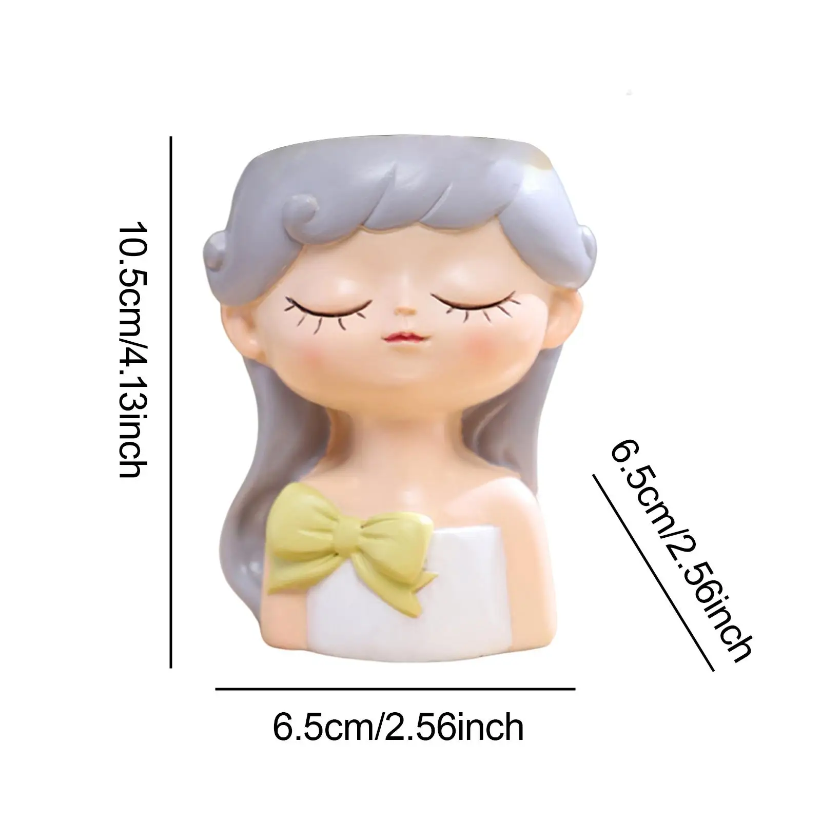 Girl Flower Pot Craft Resin Plant Pot for Indoor Outdoor Bookshelf Tabletop