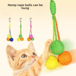 Pelota de sisal con sonido para gatos – Juguete interactivo para rascar