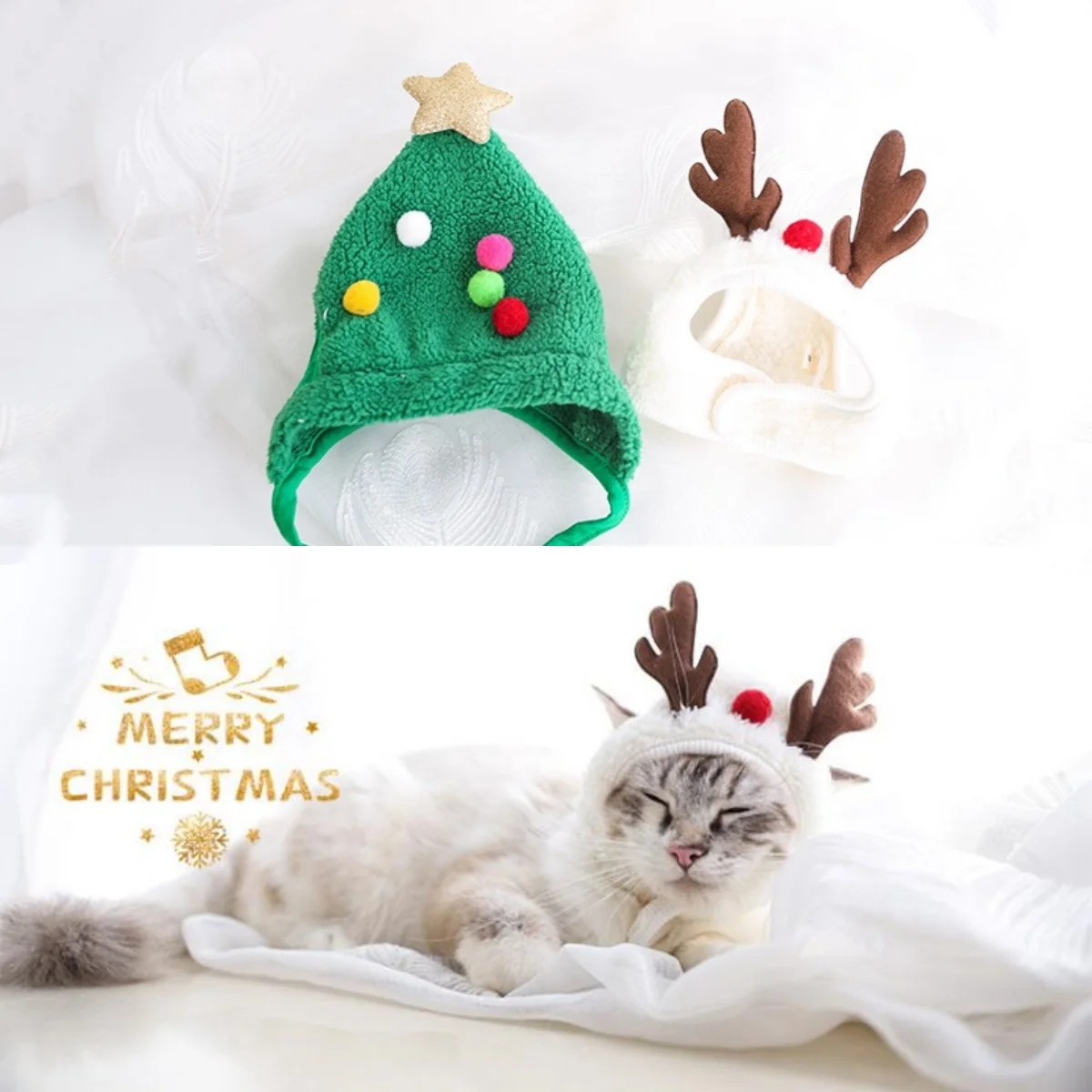 Navidad lindo perro gato ropa cachorro Santa bufanda roja sombrero divertido Navidad mascota disfraz fiesta de año nuevo mascota perro gato vestir - imagen 2