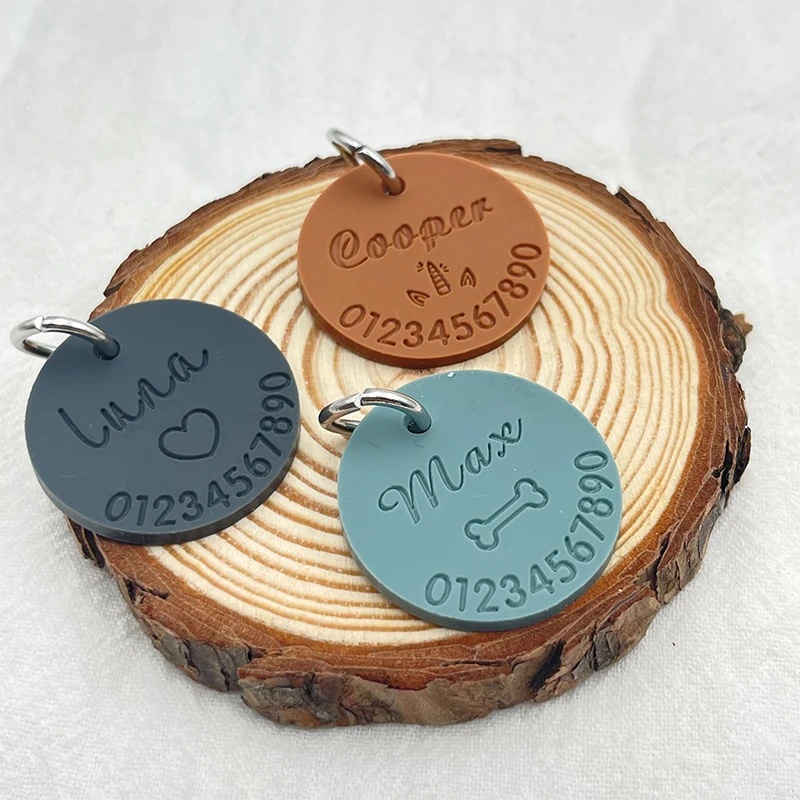 Nueva etiqueta de identificación antipérdida de silicona personalizada para mascotas, etiqueta para perro y gato, nombre grabado, número de teléfono, colgante personalizado, collares para cachorros, accesorios - imagen 3