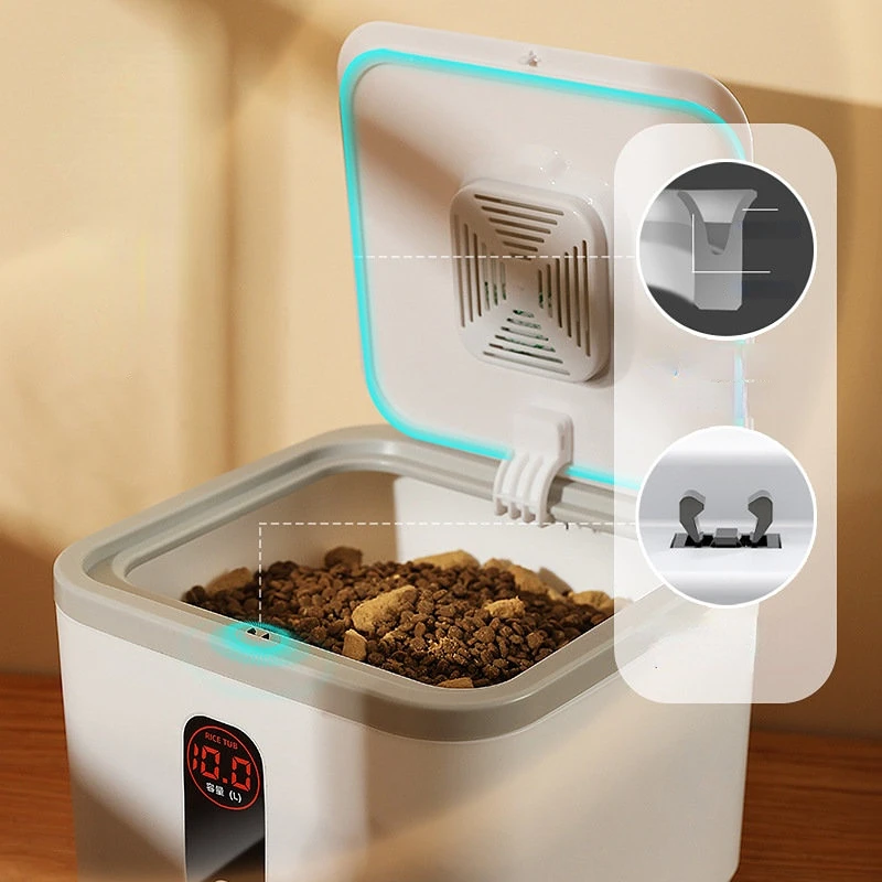 Cubo de almacenamiento de comida para mascotas, suministros sellados de gran capacidad, caja de cocina para aperitivos, 5/10KG - imagen 3