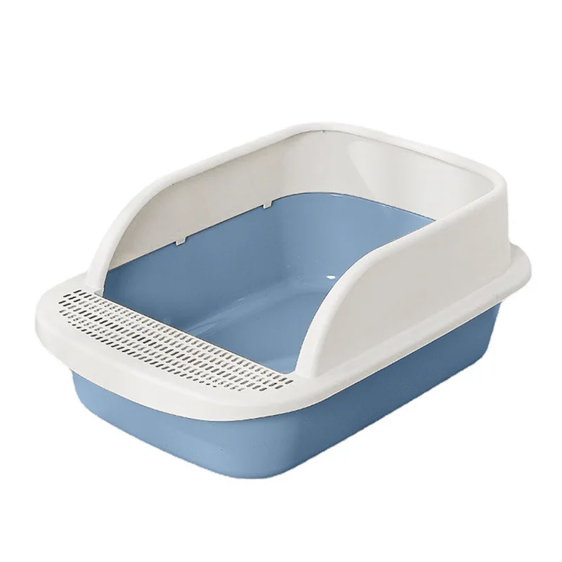 Caja de arena semicerrada para gatos, valla alta de gran tamaño, inodoro para mascotas, suministros para gatos, suministros para mascotas