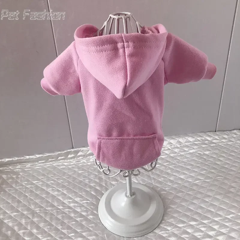 Sudaderas con capucha sólidas para perros y gatos pequeños, ropa para mascotas, abrigo, chaquetas, sudadera para Chihuahua, trajes para mascotas de algodón - imagen 4