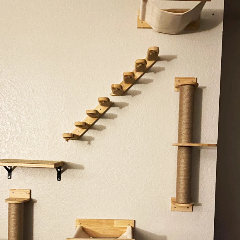 Conjunto de marco de escalada para gatos de pared, columna de molienda de garra de sisal, escalera de escalada, personalización del espacio de actividad vertical para gatos - imagen 5