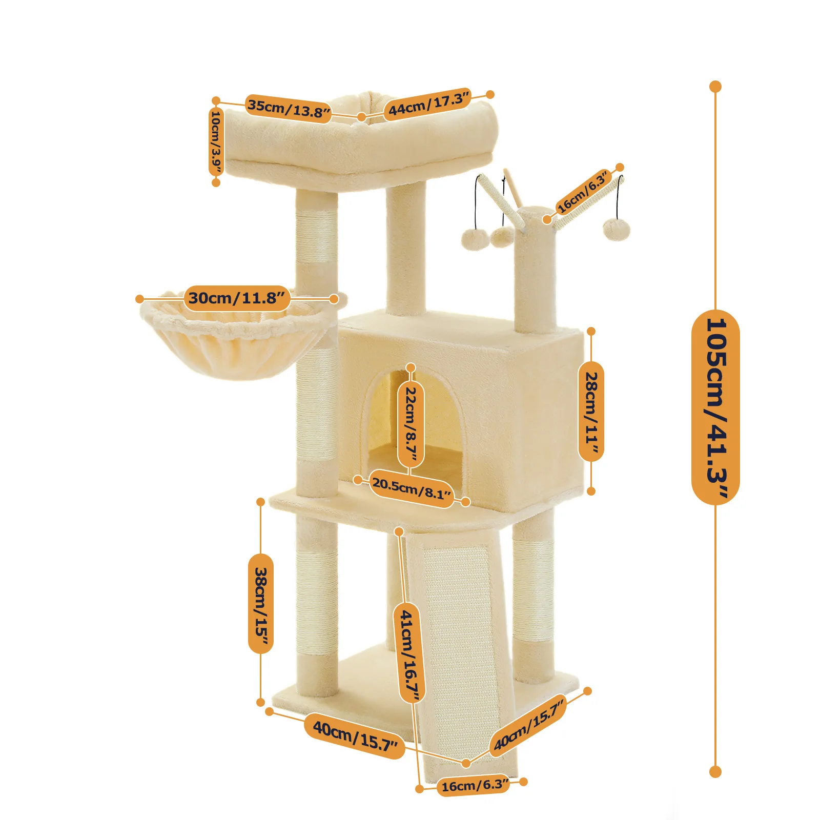 Torre para gatos pequeños con condo privado y pompón interactivo - imagen 2