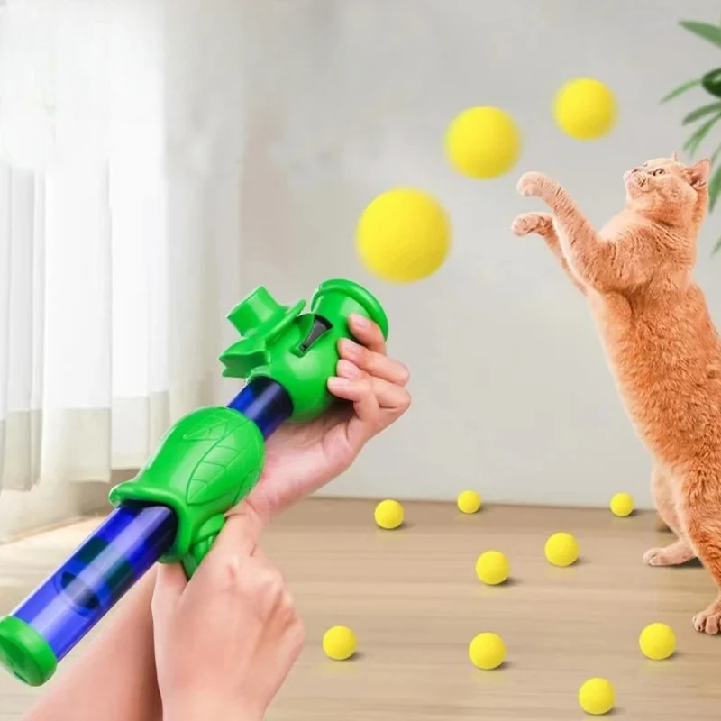 1 Juego de juguetes interactivos para mascotas, pelota para gatitos y cachorros, juego de entrenamiento, lanzador de bolas EVA, juguetes de disparo continuo