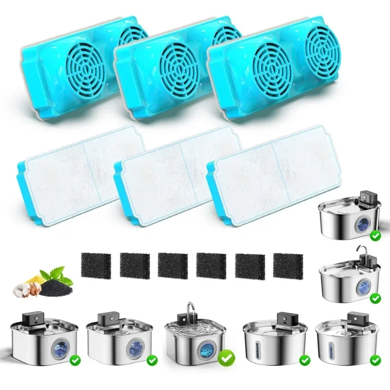 Dispensador de agua para gatos, elementos filtrantes, filtros de repuesto para fuente de agua para perros y gatos, accesorios de filtros reemplazados de carbón activado