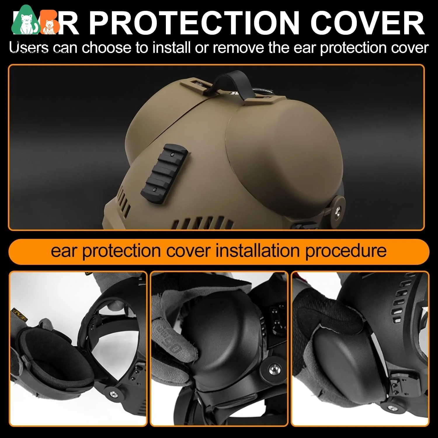 Casco táctico para perro con gafas protectoras y correa ajustable - imagen 4